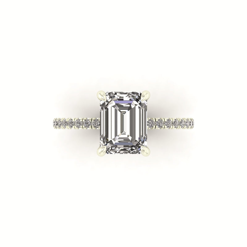 Classic Emerald Solitaire With Diamond Shank