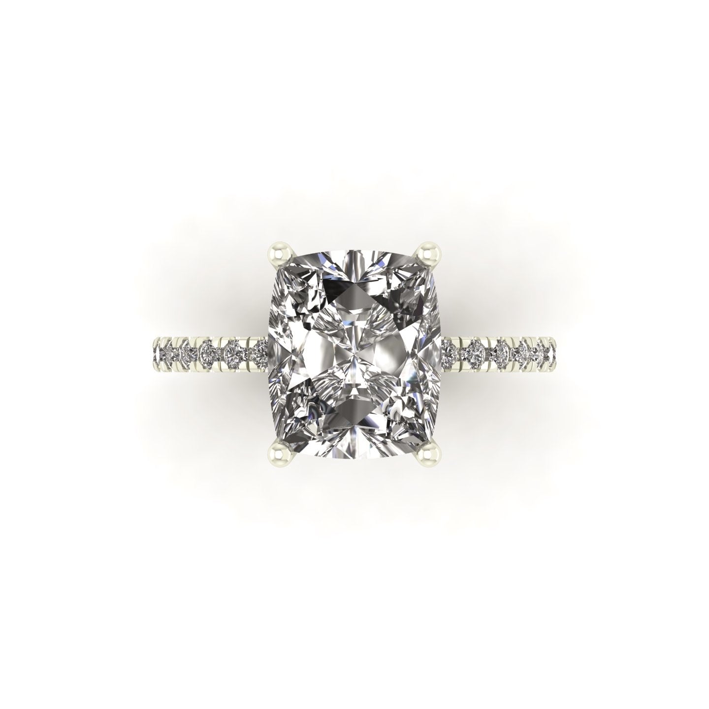 Classic Elongated Cushion Hidden Halo With Diamond shank