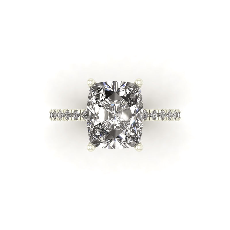 Classic Elongated Cushion Hidden Halo With Diamond shank