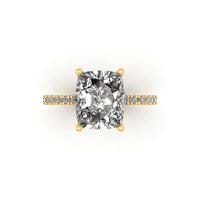 Classic Elongated Cushion Hidden Halo With Diamond shank