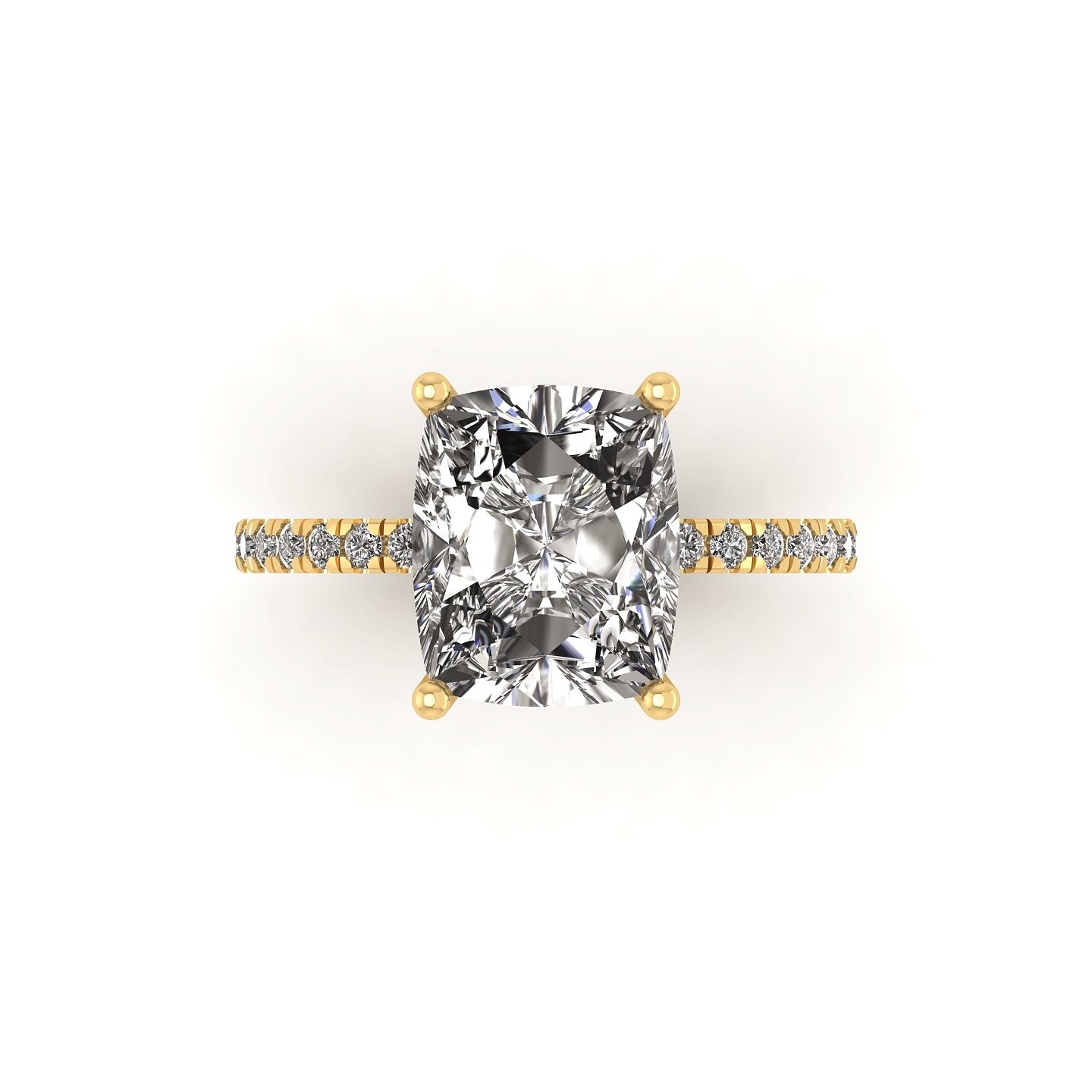 Classic Elongated Cushion Hidden Halo With Diamond shank