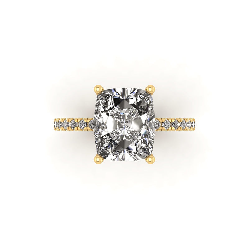 Classic Elongated Cushion Hidden Halo With Diamond shank
