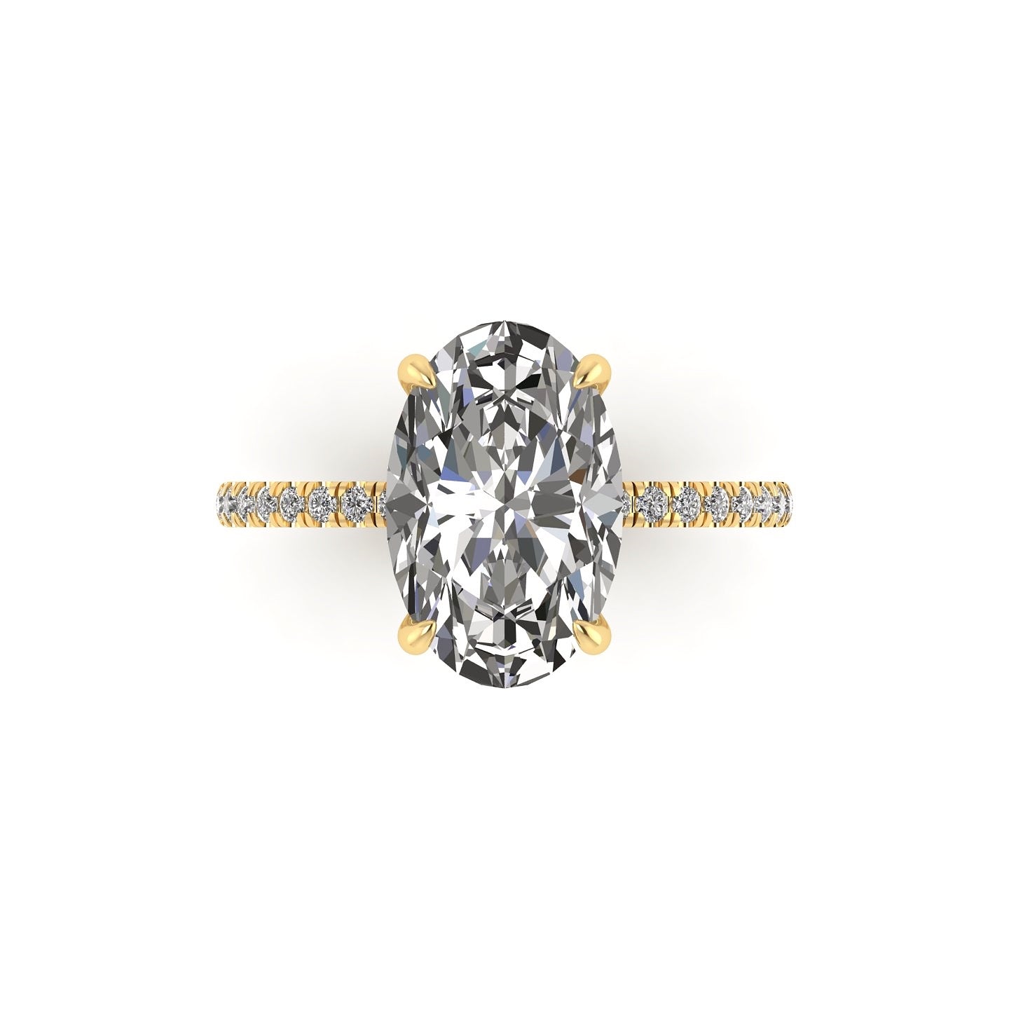 Classic Oval Solitaire With Diamond Shank