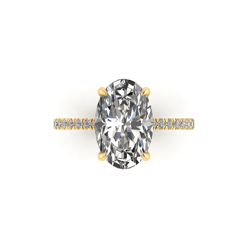 Classic Oval Solitaire With Diamond Shank