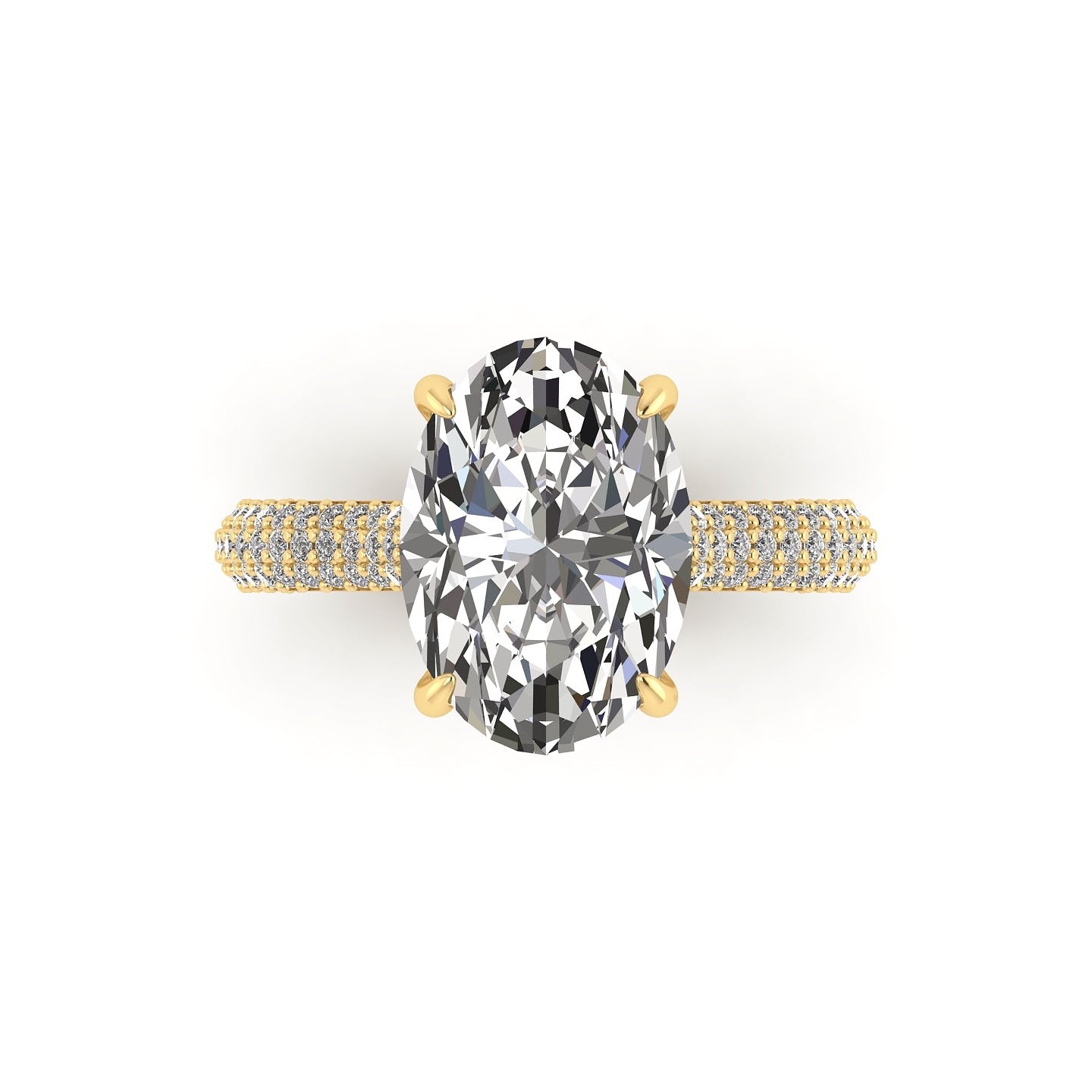 Clasped Cathedral Three Row Halo Engagement Ring