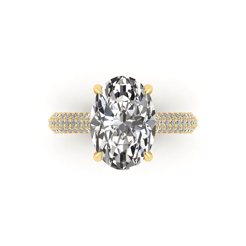 Clasped Cathedral Three Row Halo Engagement Ring