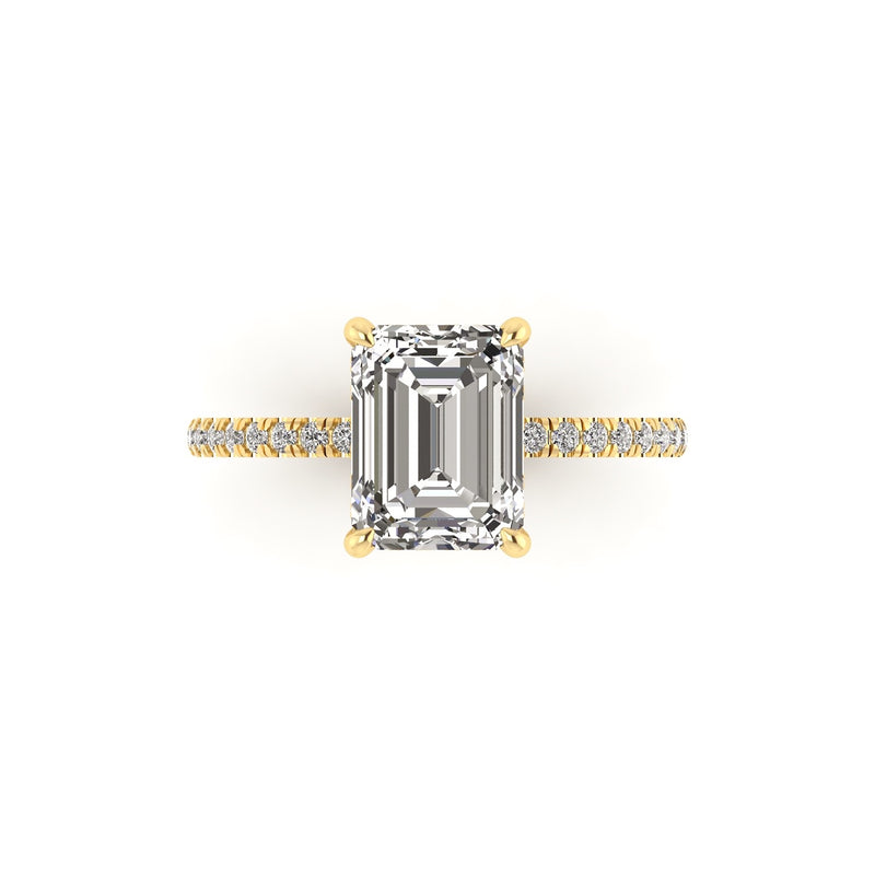 Classic Emerald Hidden Halo With Diamond shank