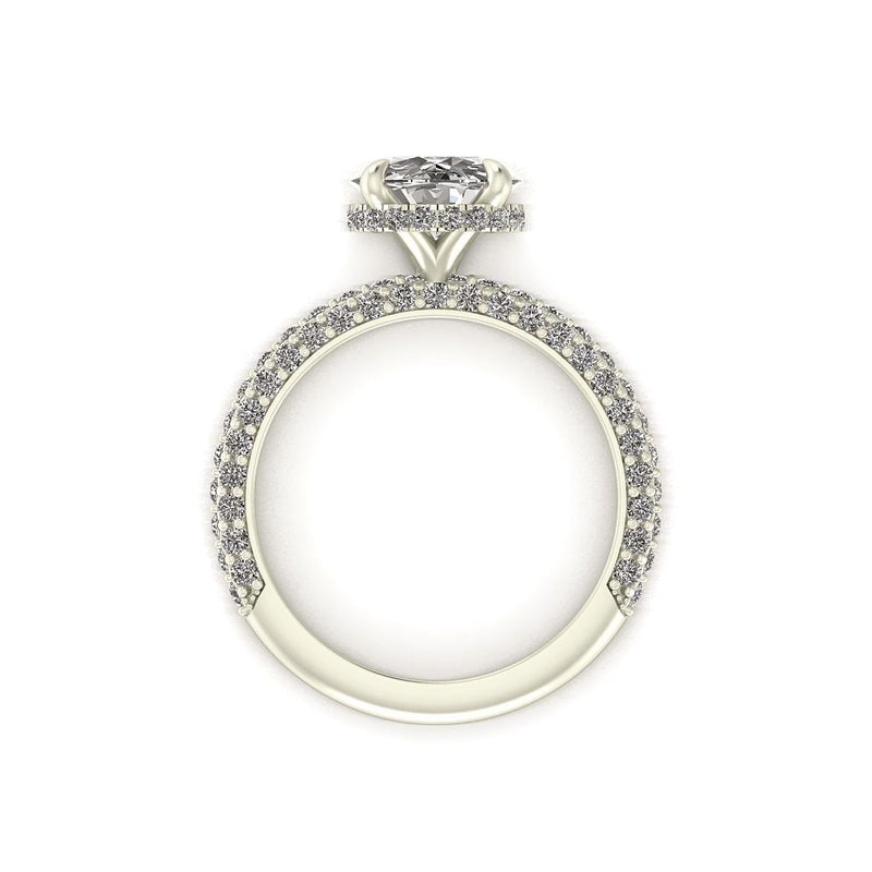 Celeste Round Hidden Halo Three Row Micro pavé Engagement Ring