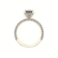 Celeste Emerald Hidden halo Three Row Micro Pavé Engagement Ring