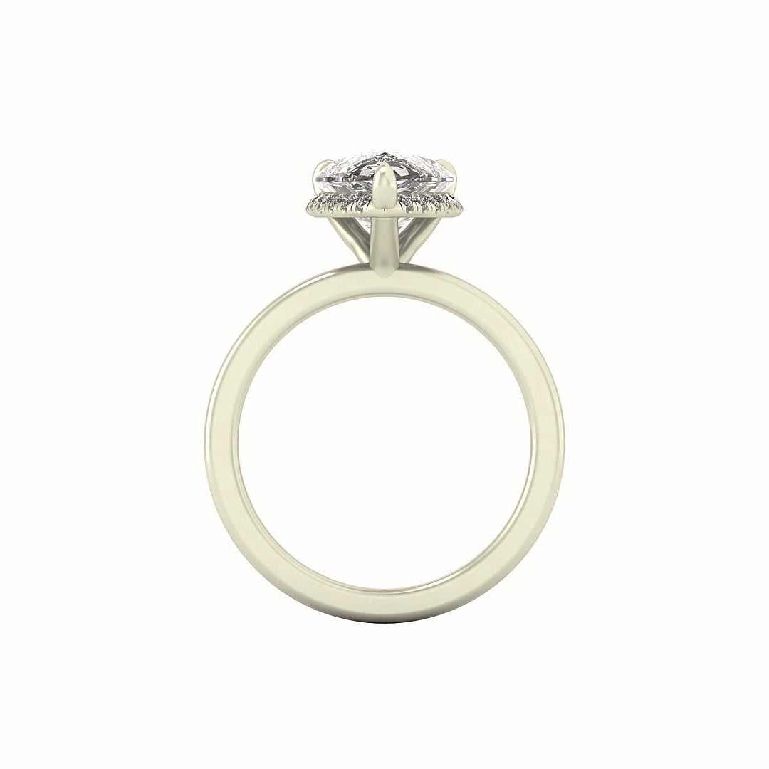 Clasped Pear Halo Pavé Engagement Ring