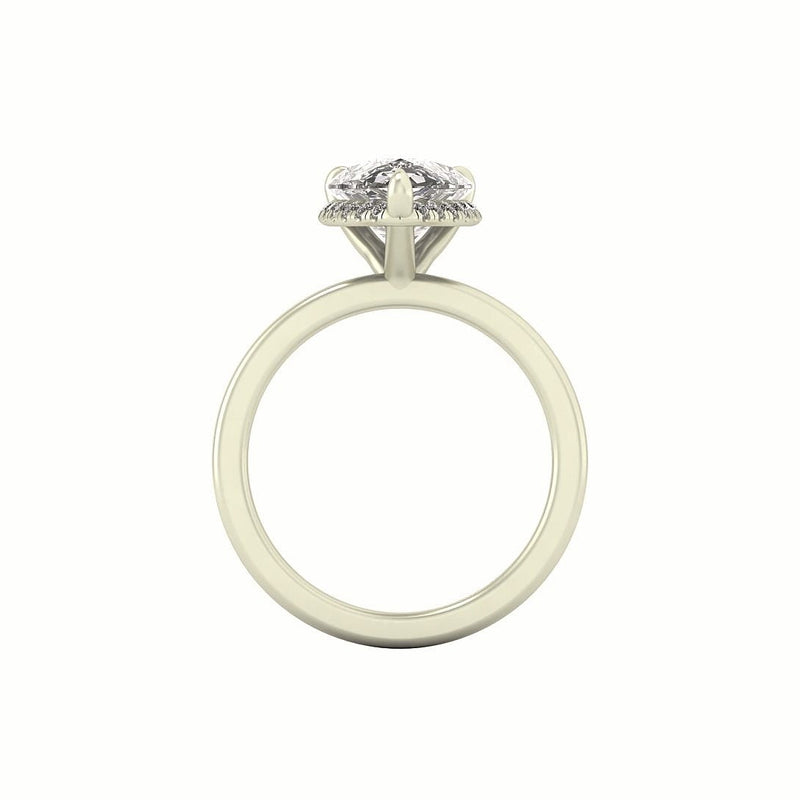 Clasped Pear Halo Pavé Engagement Ring