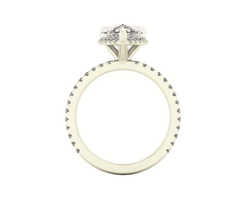 Clasped Pear Halo Pavé Engagement With Diamond Shank
