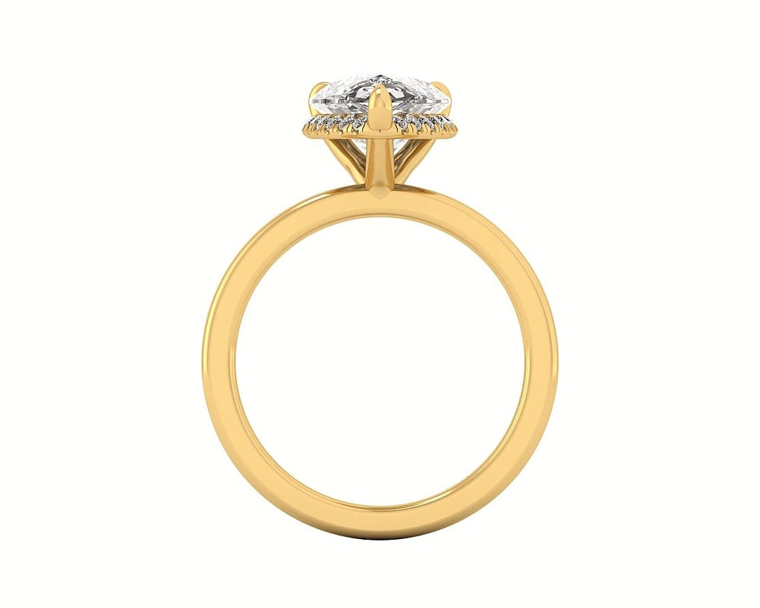 Clasped Pear Halo Pavé Engagement Ring