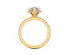 Clasped Pear Halo Pavé Engagement With Diamond Shank