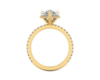 Clasped Pear Halo Pavé Engagement With Diamond Shank