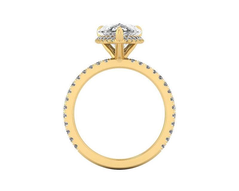Clasped Pear Halo Pavé Engagement With Diamond Shank
