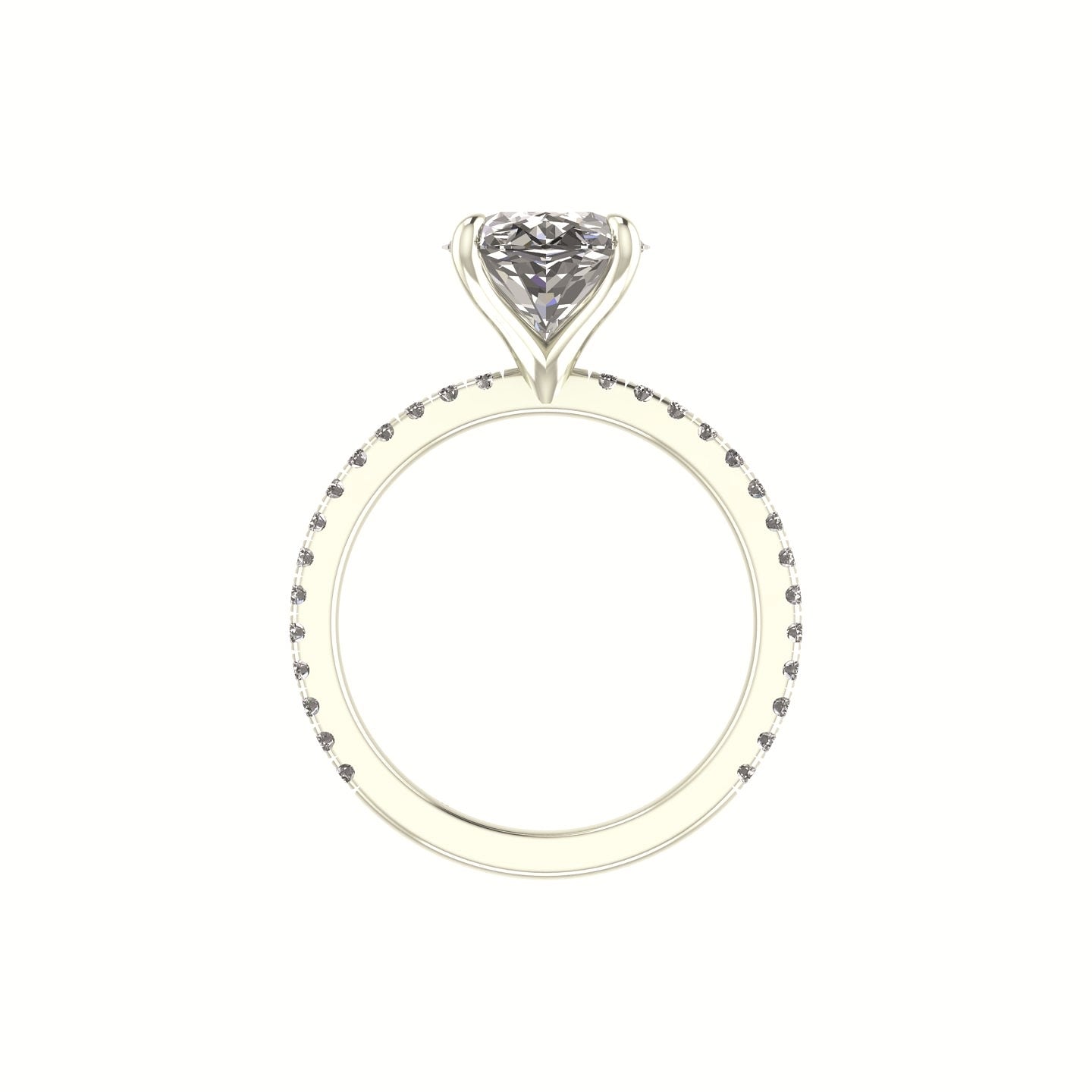 Classic Oval Solitaire With Diamond Shank