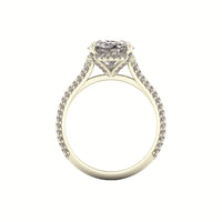 Clasped Cathedral Three Row Halo Engagement Ring