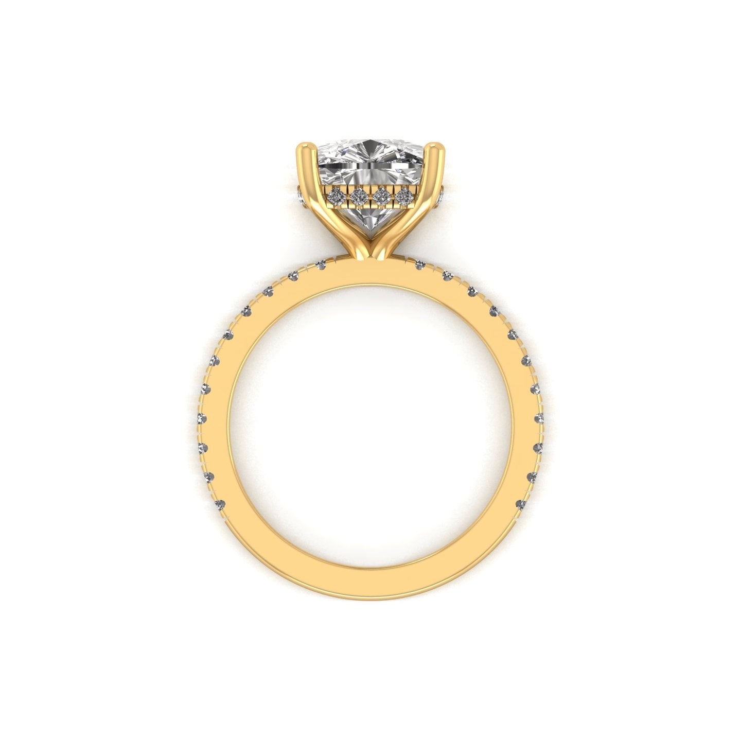 Classic Elongated Cushion Hidden Halo With Diamond shank