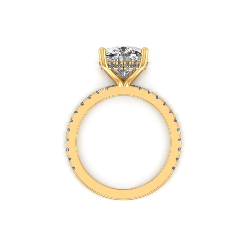 Classic Elongated Cushion Hidden Halo With Diamond shank