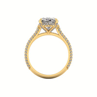 Clasped Cathedral Three Row Halo Engagement Ring