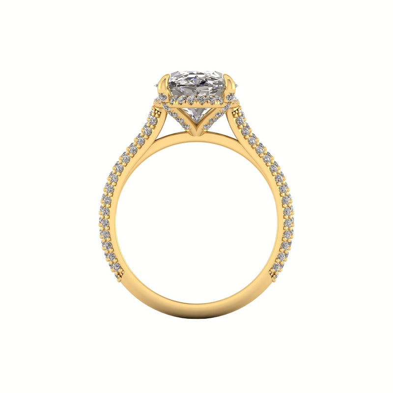Clasped Cathedral Three Row Halo Engagement Ring
