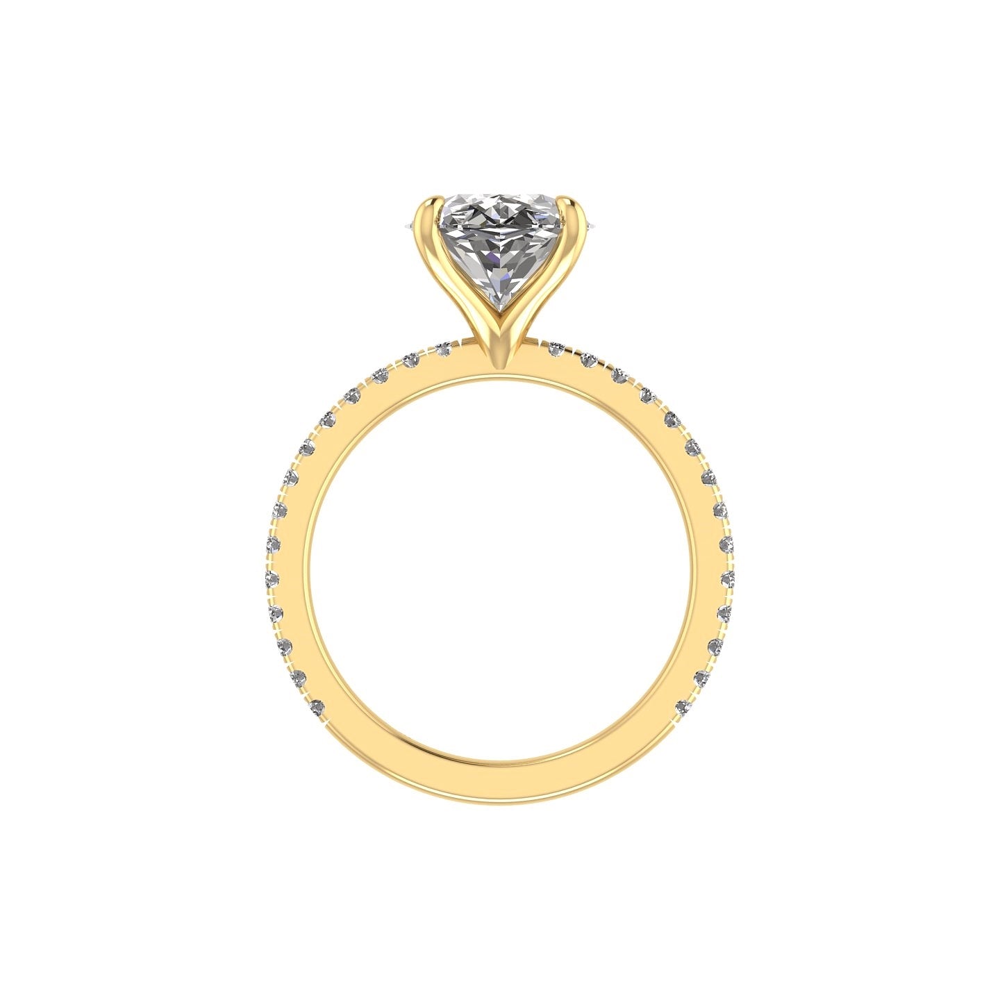Classic Oval Solitaire With Diamond Shank