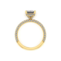 Celeste Emerald Hidden halo Three Row Micro Pavé Engagement Ring