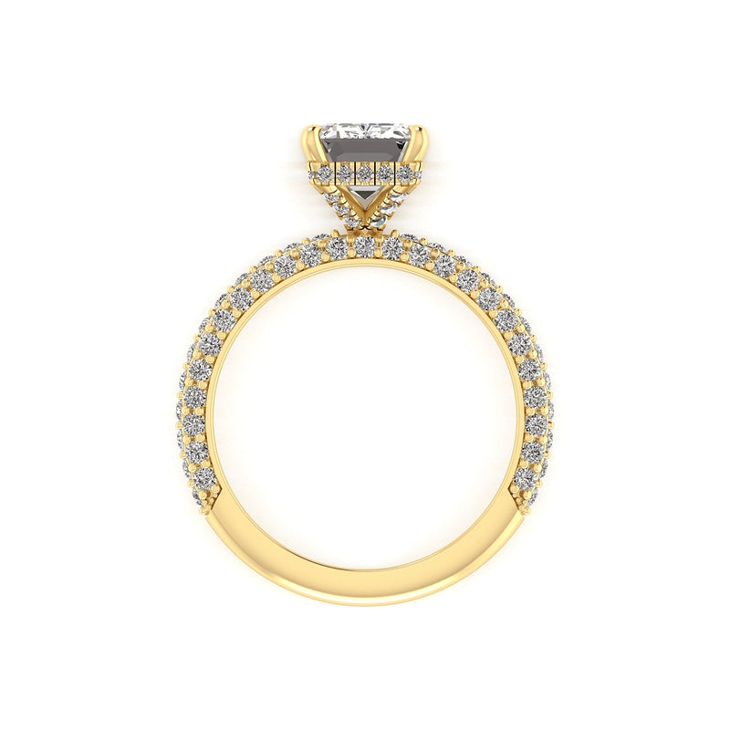 Celeste Emerald Hidden halo Three Row Micro Pavé Engagement Ring