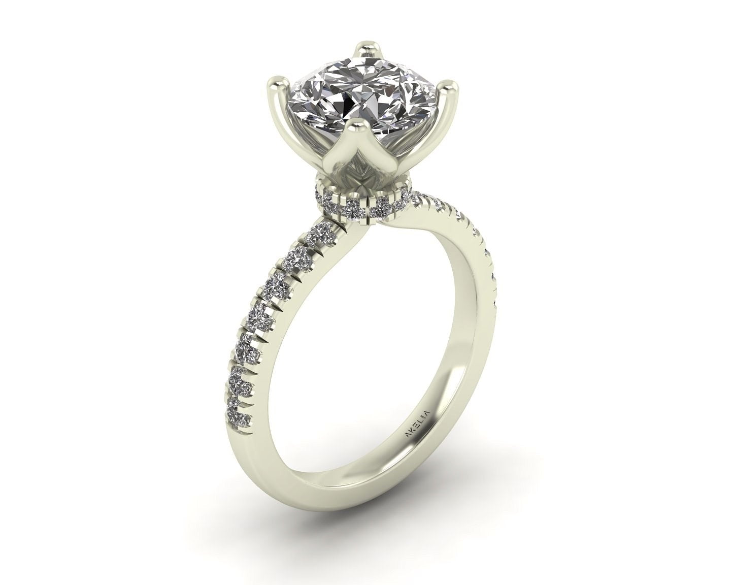 Diamond Tulip Pavé Engagement Ring