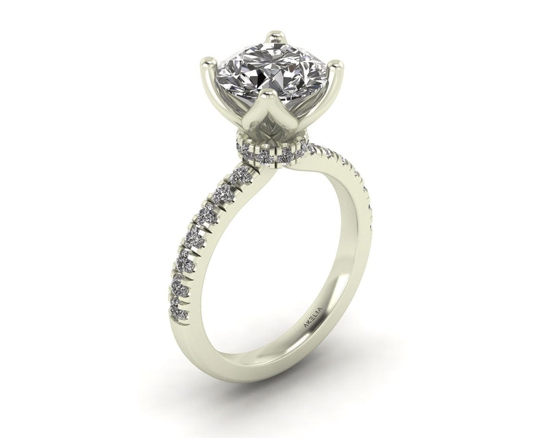 Diamond Tulip Pavé Engagement Ring