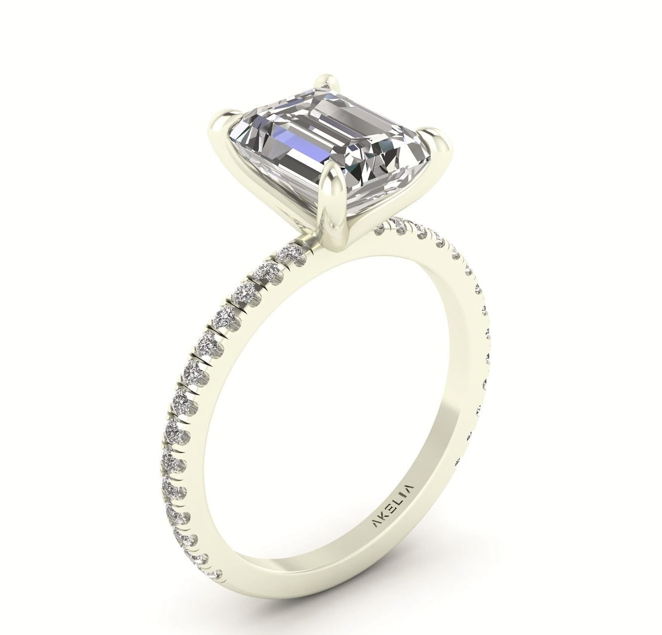 Classic Emerald Solitaire With Diamond Shank