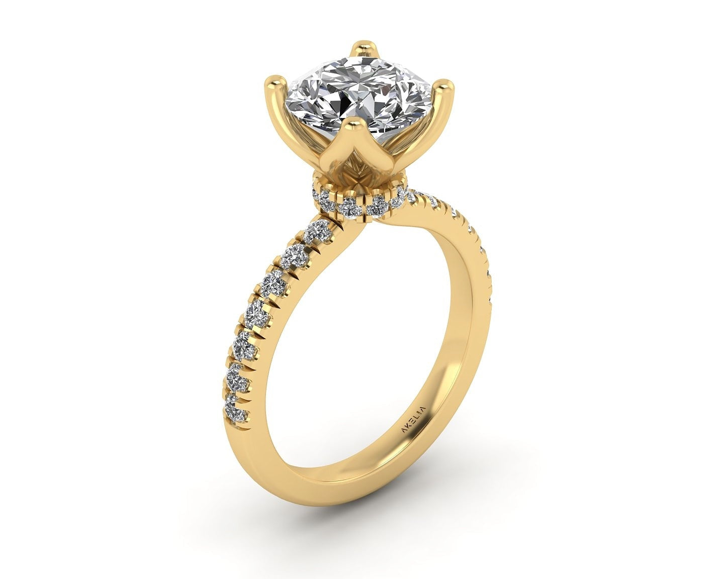 Diamond Tulip Pavé Engagement Ring