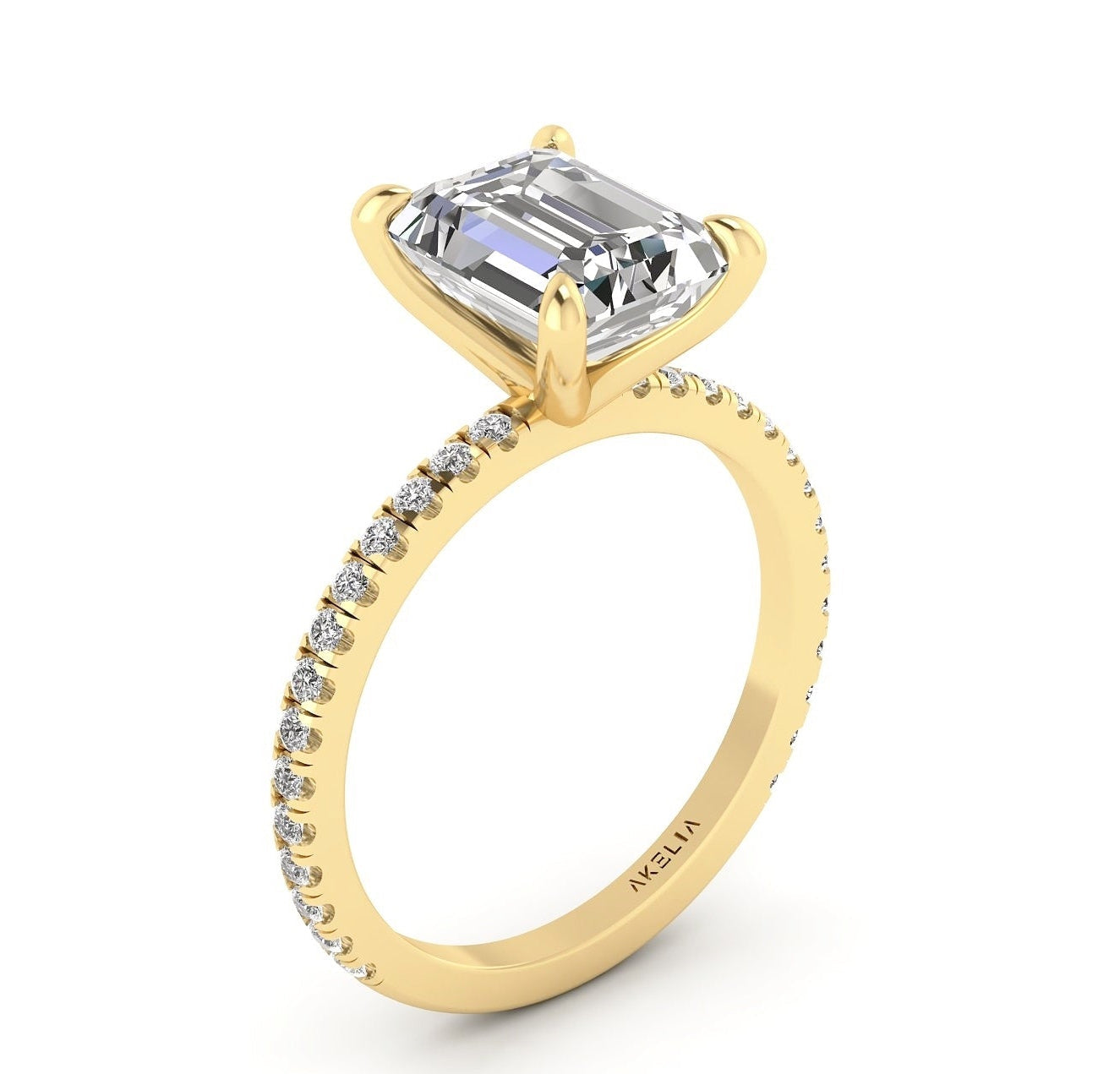 Classic Emerald Solitaire With Diamond Shank