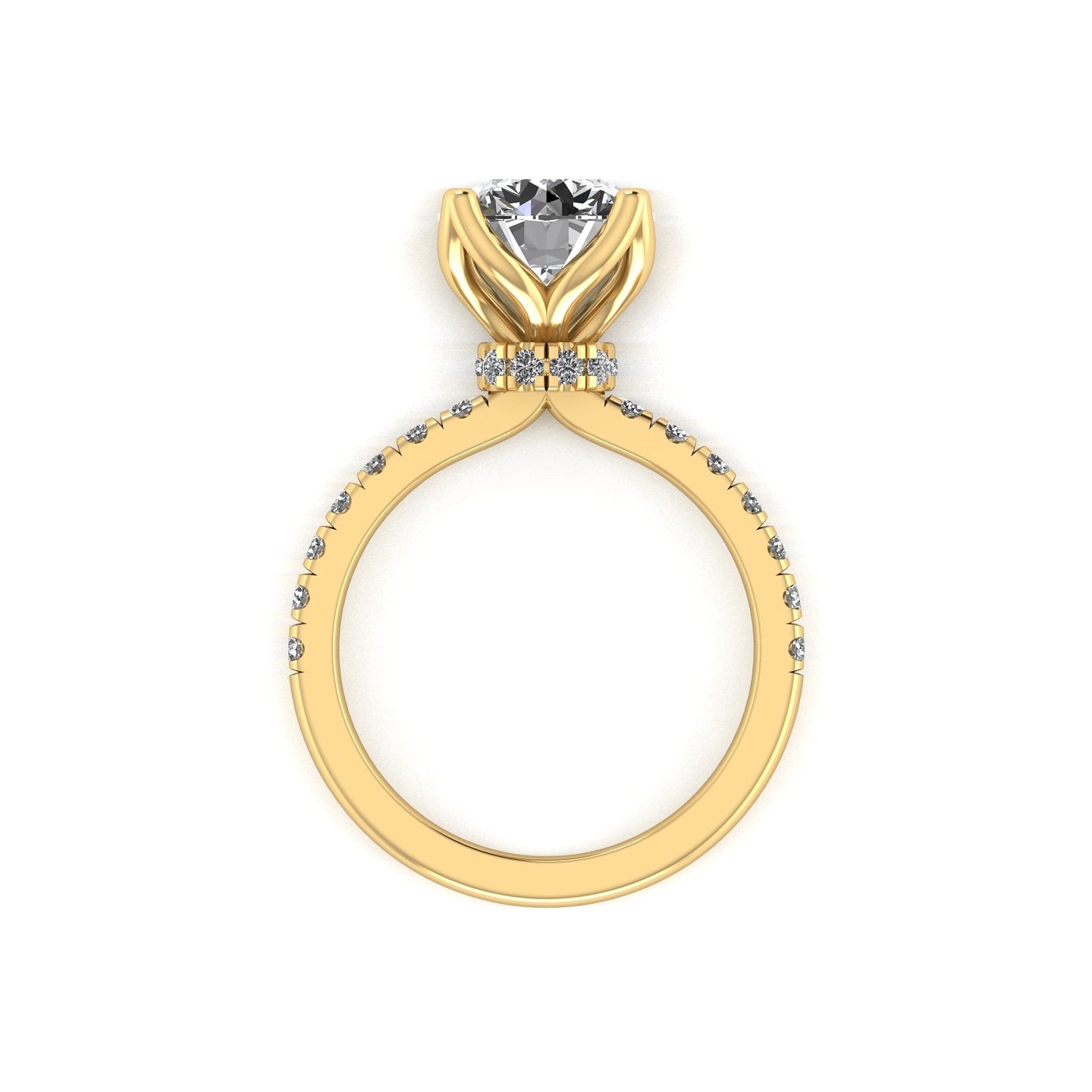 Diamond Tulip Pavé Engagement Ring