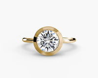 Gold Lab diamond bezel engagement ring
