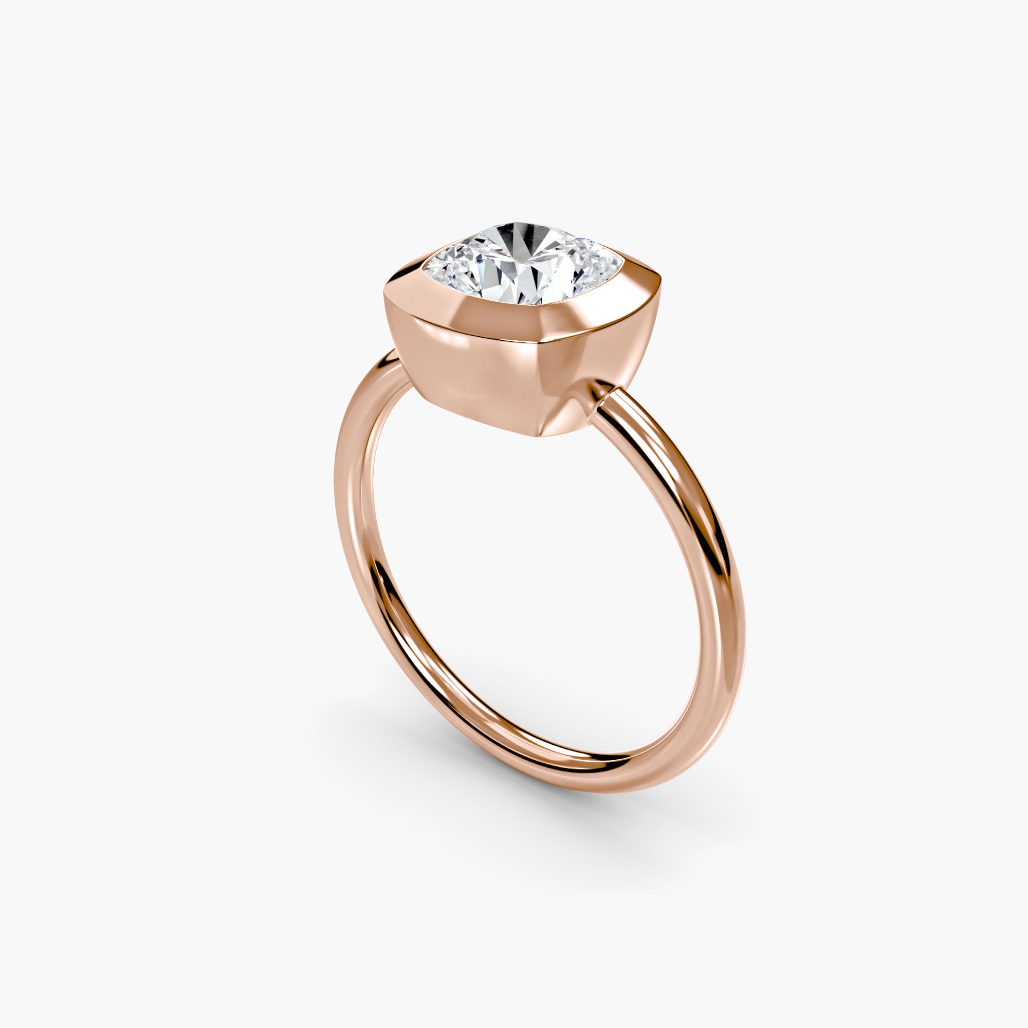 Cushion Diamond Bezel Set Solitaire Ring