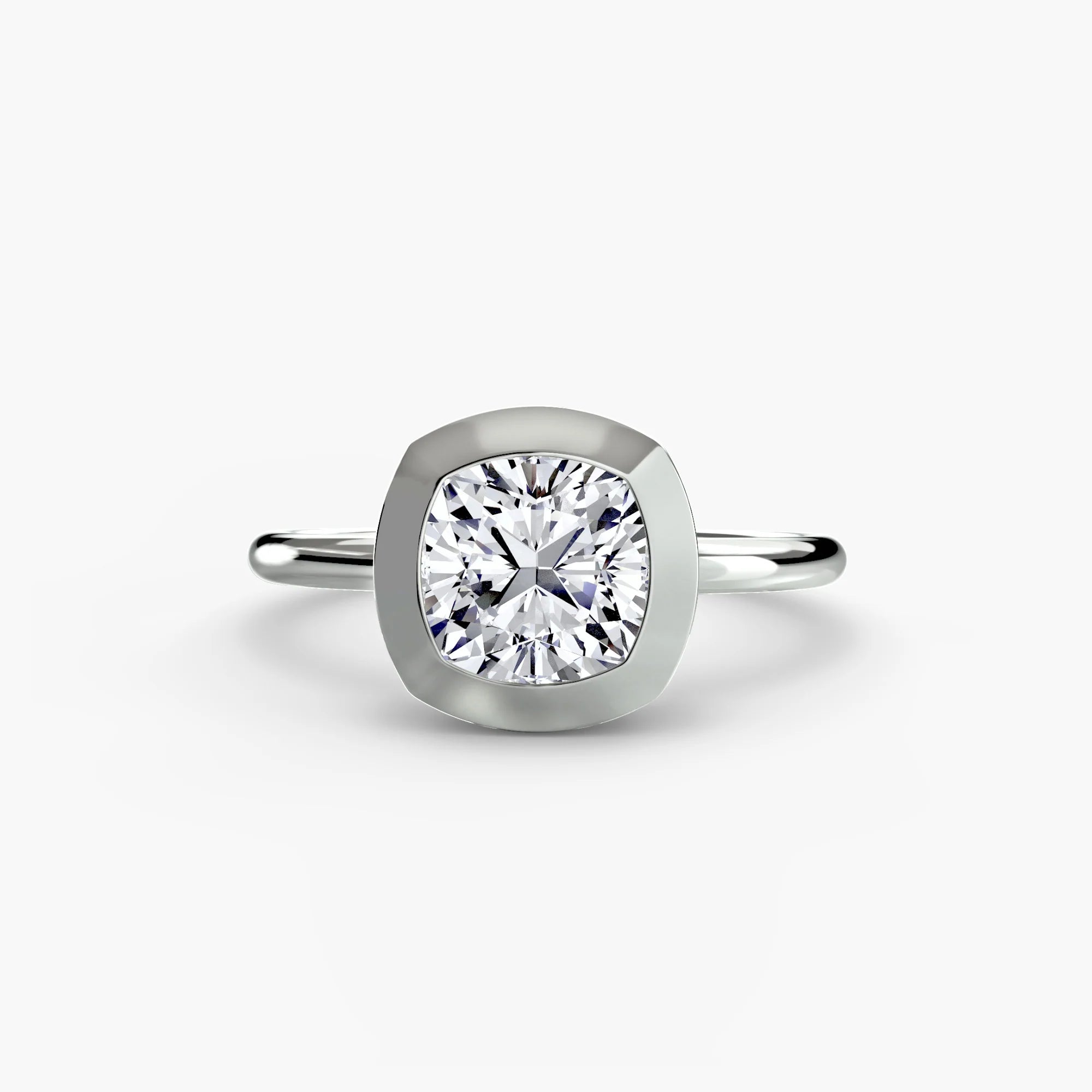 Cushion Diamond Bezel Set Solitaire Ring