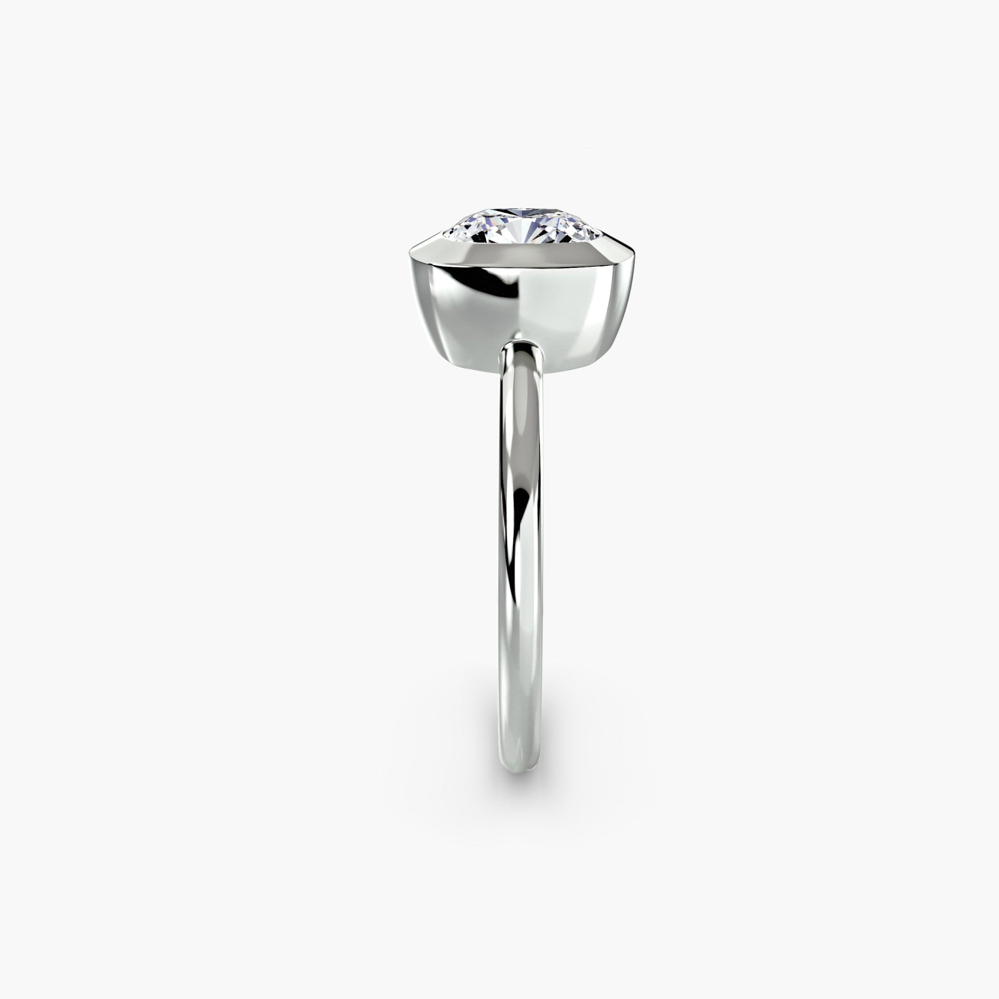 Cushion Diamond Bezel Set Solitaire Ring