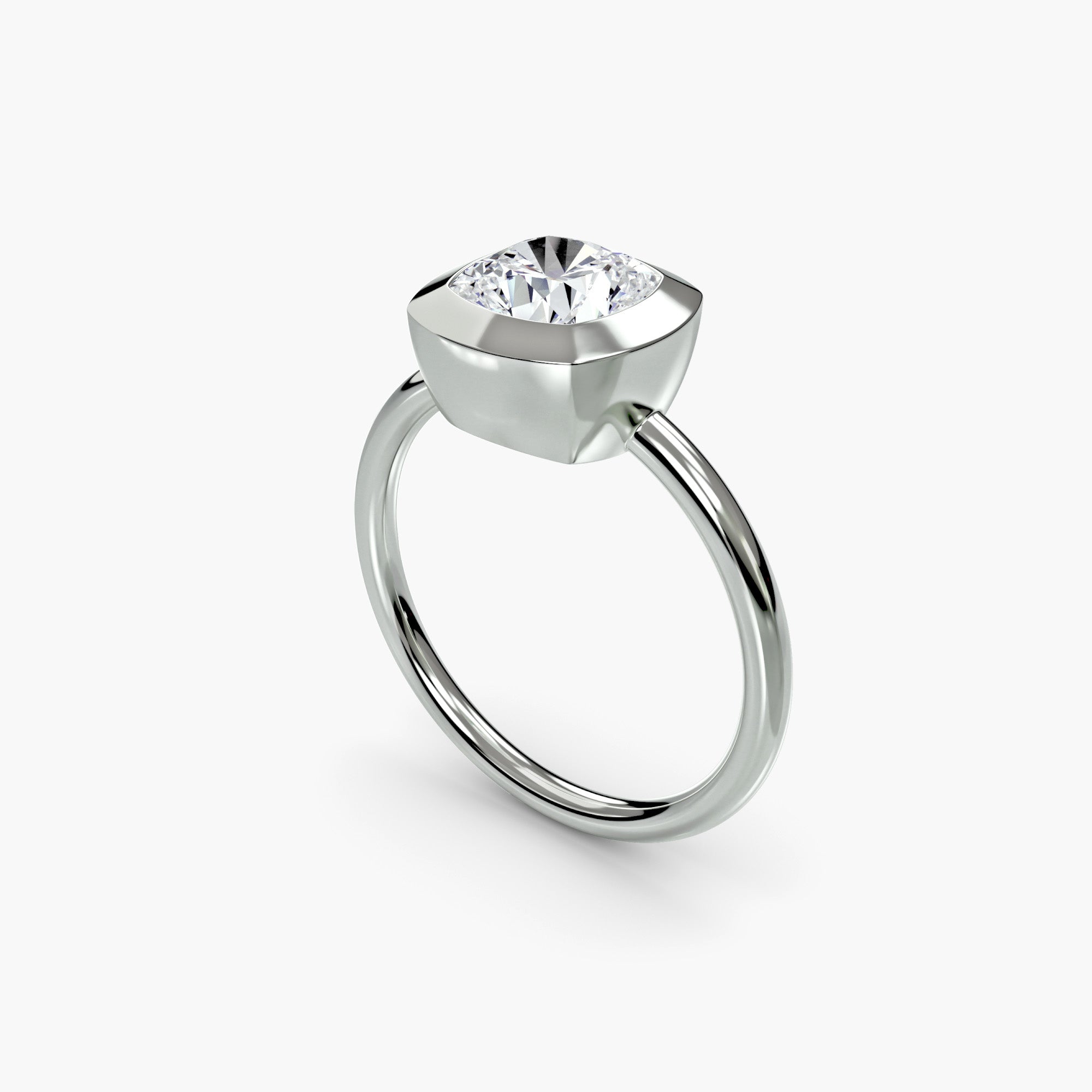Cushion Diamond Bezel Set Solitaire Ring