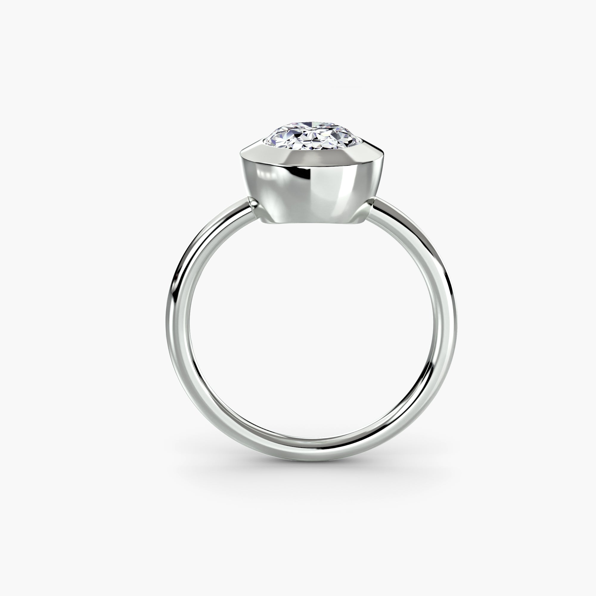 Oval Diamond Bezel Set Solitaire Ring
