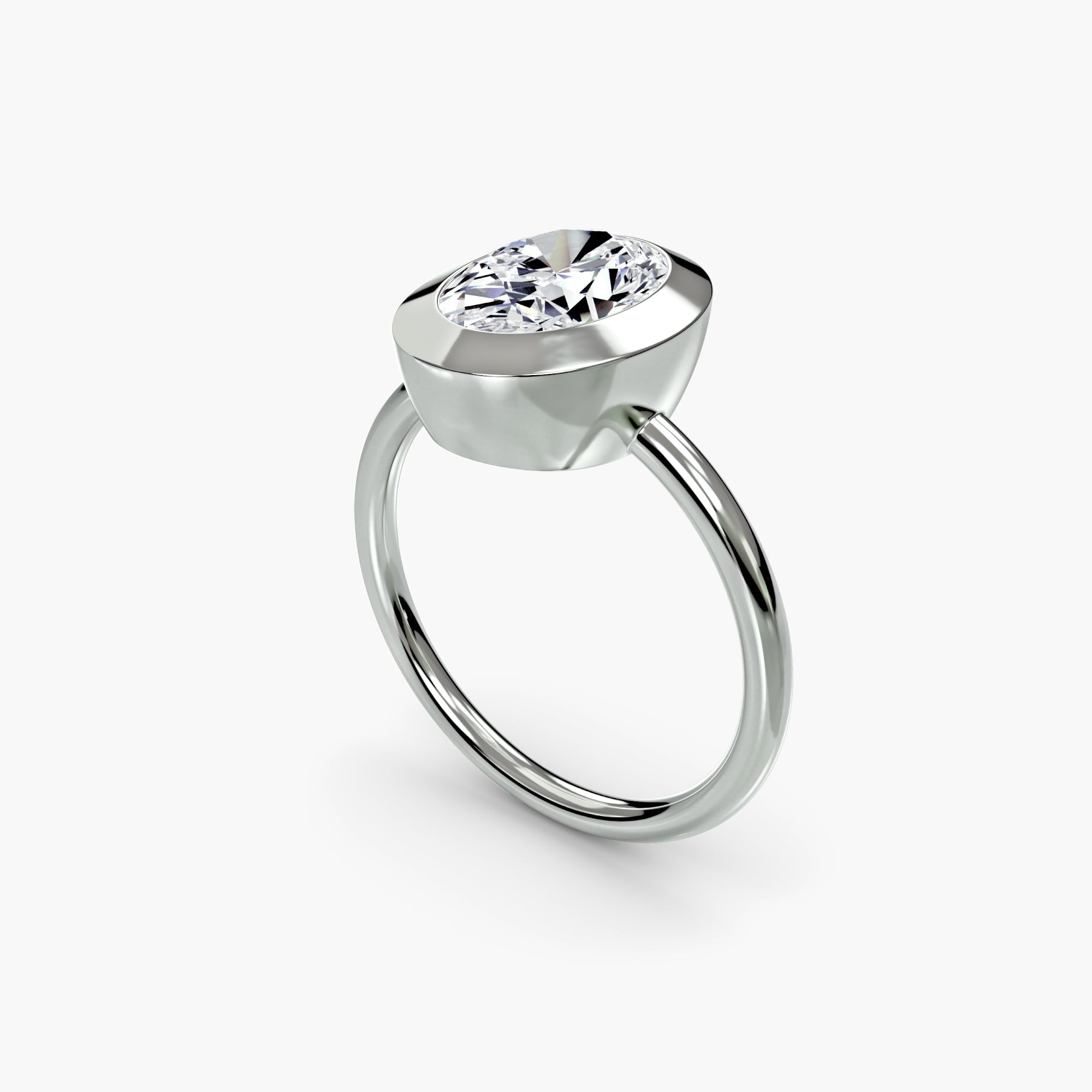 Oval Diamond Bezel Set Solitaire Ring