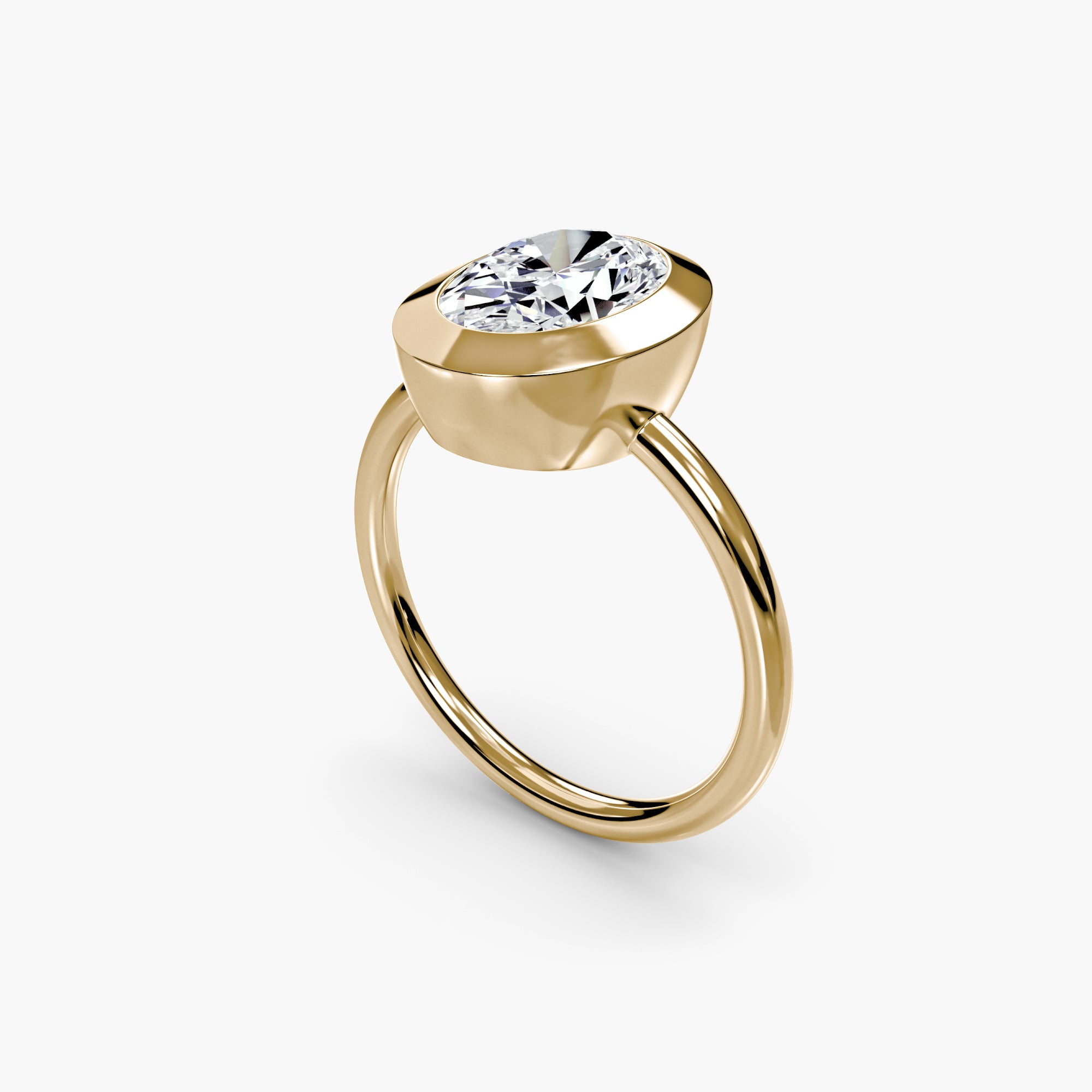 Oval Diamond Bezel Set Solitaire Ring