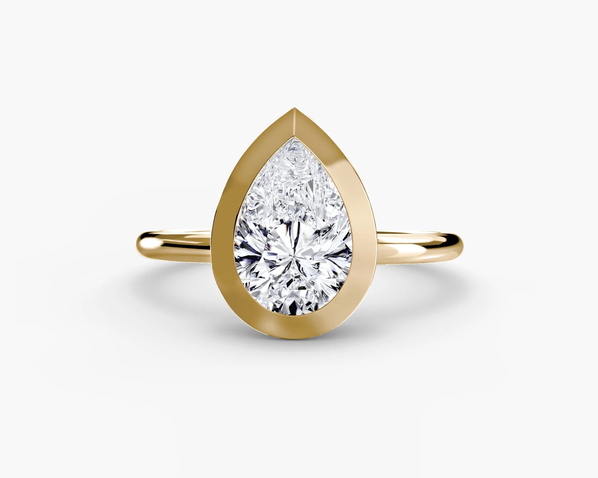 Pear Diamond Bezel Set Solitaire Ring