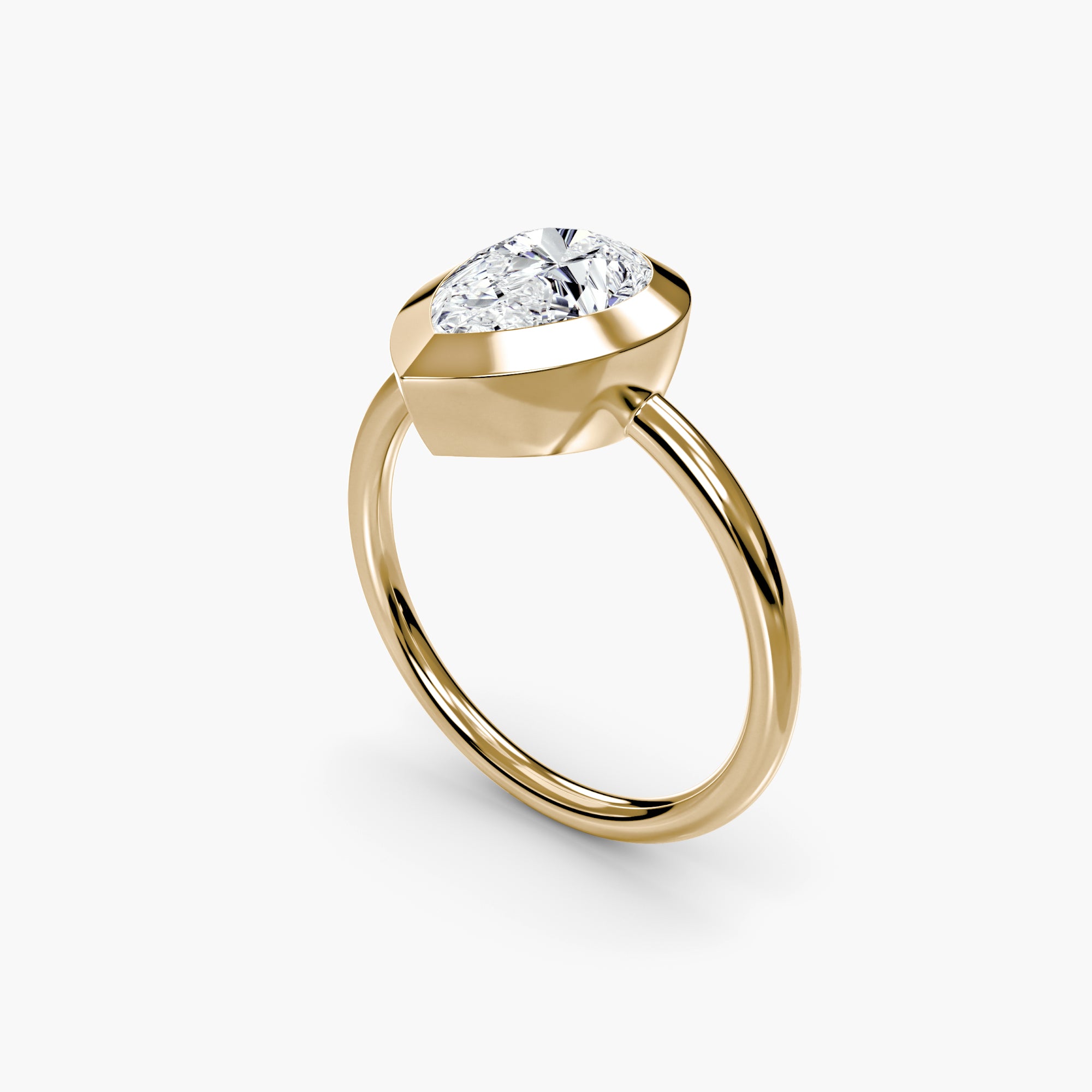 Pear Diamond Bezel Set Solitaire Ring