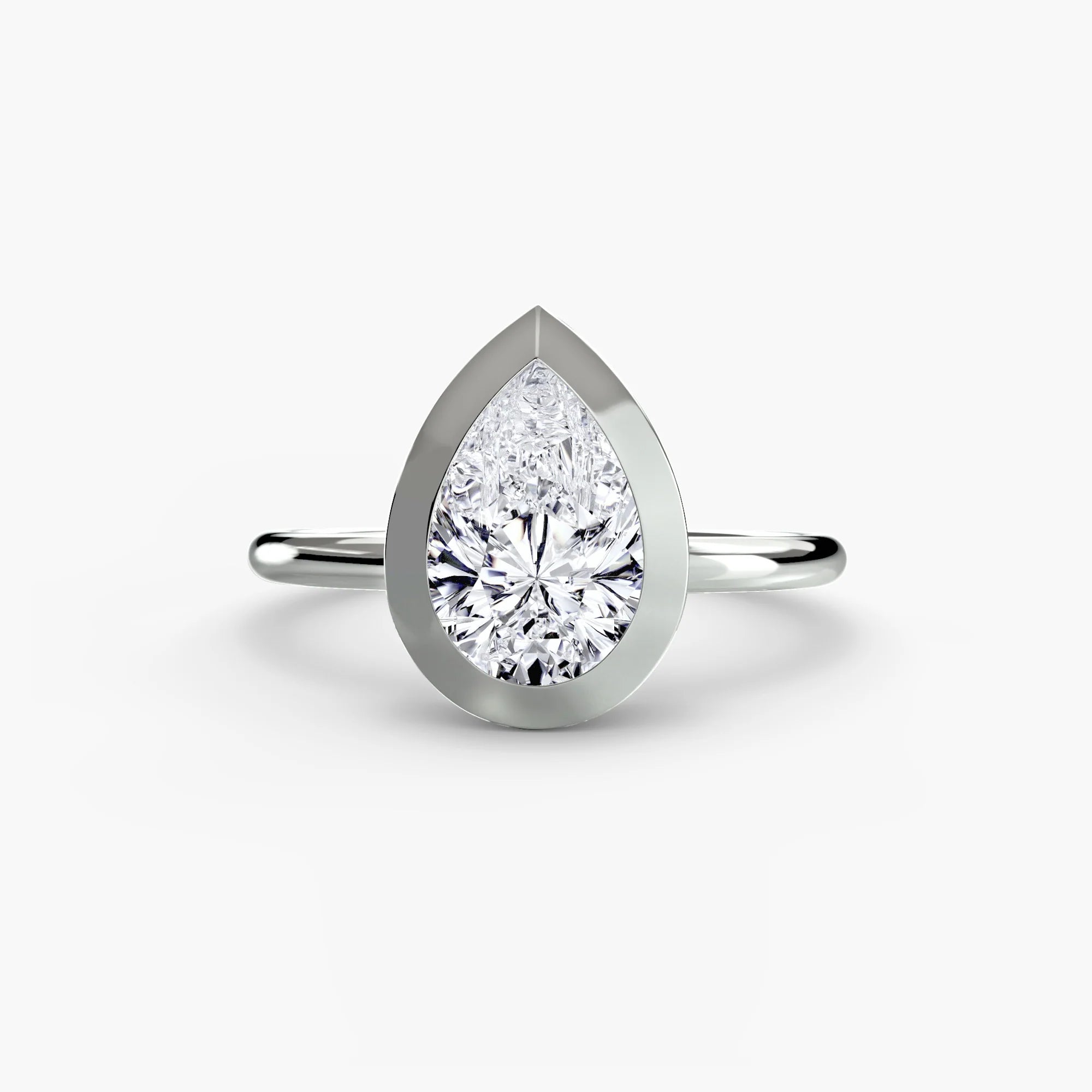 Pear Diamond Bezel Set Solitaire Ring