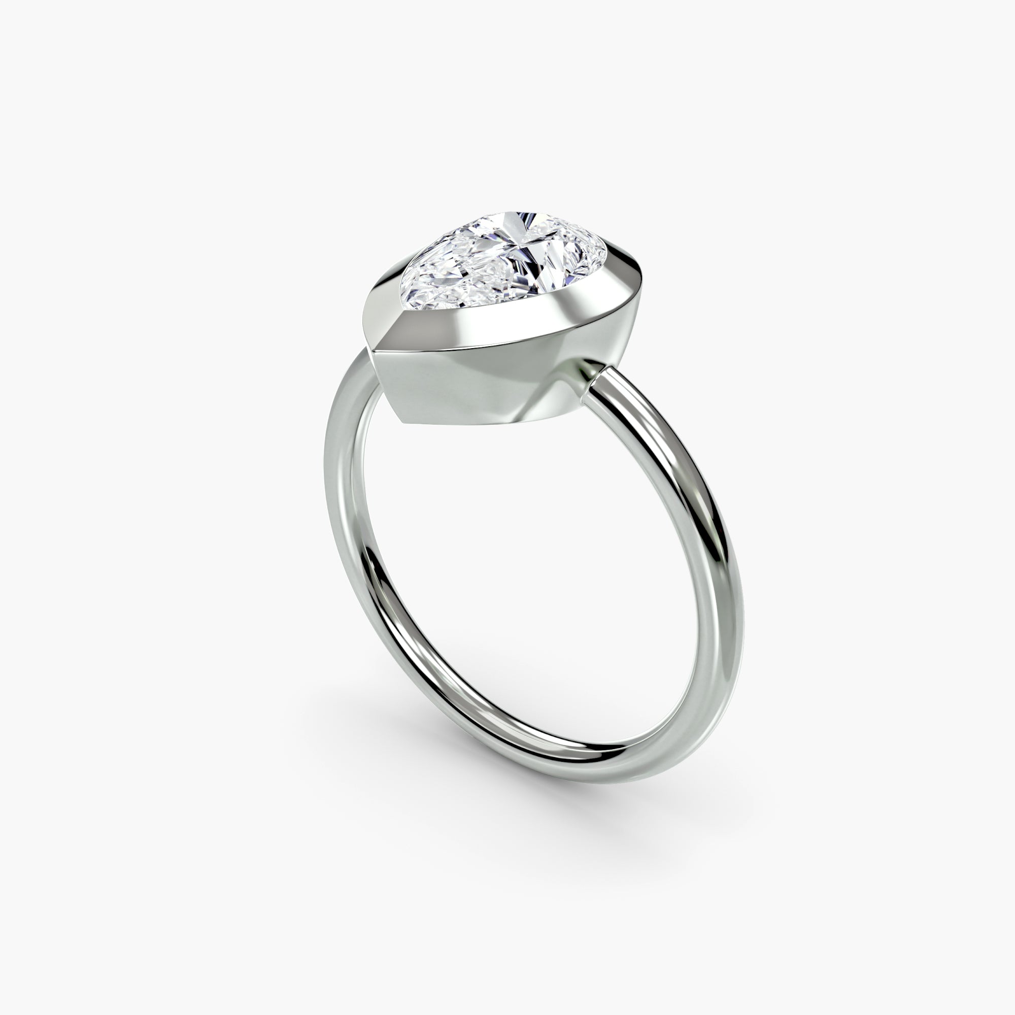 Pear Diamond Bezel Set Solitaire Ring