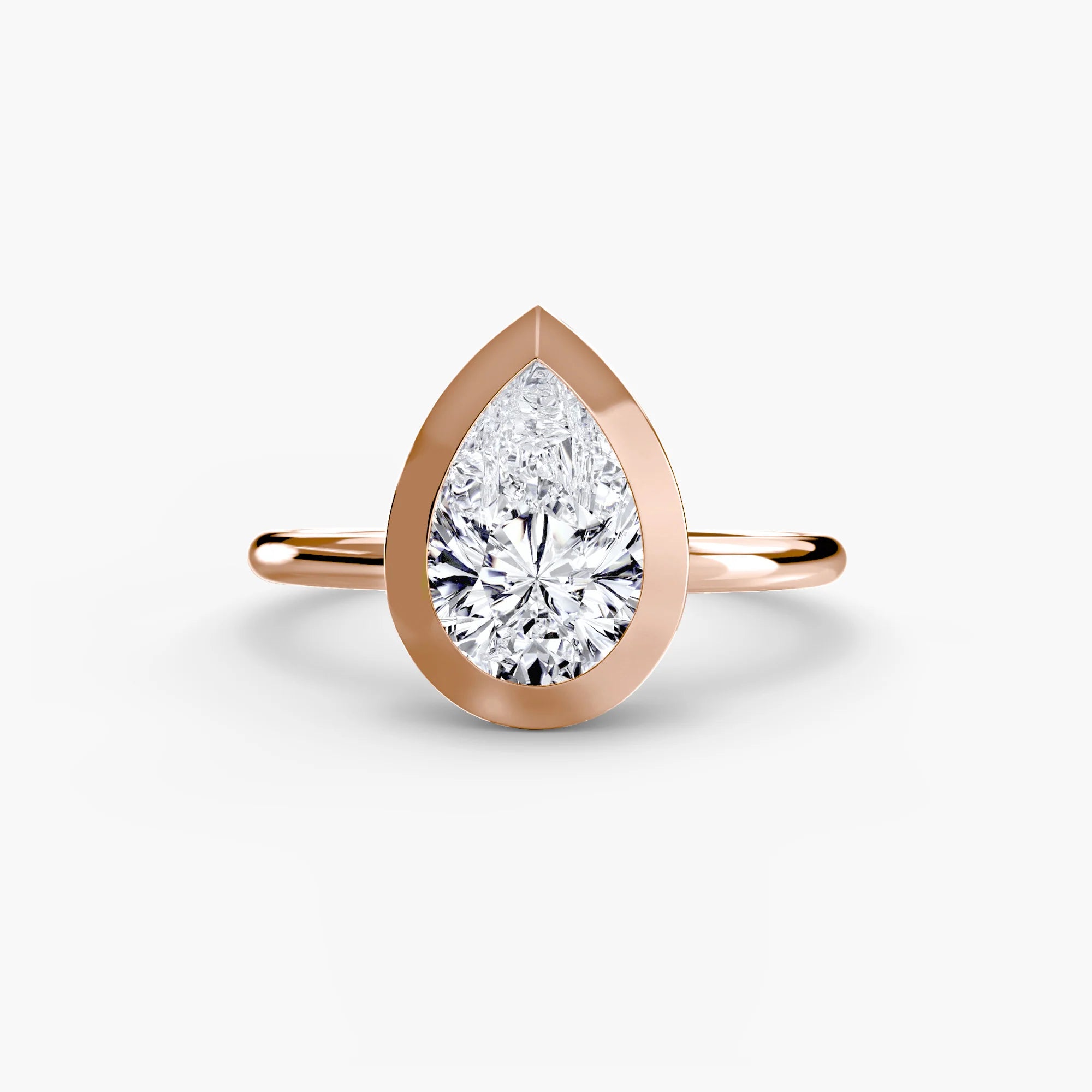 Pear Diamond Bezel Set Solitaire Ring