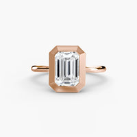 Emerald Diamond Bezel Set Solitaire Ring