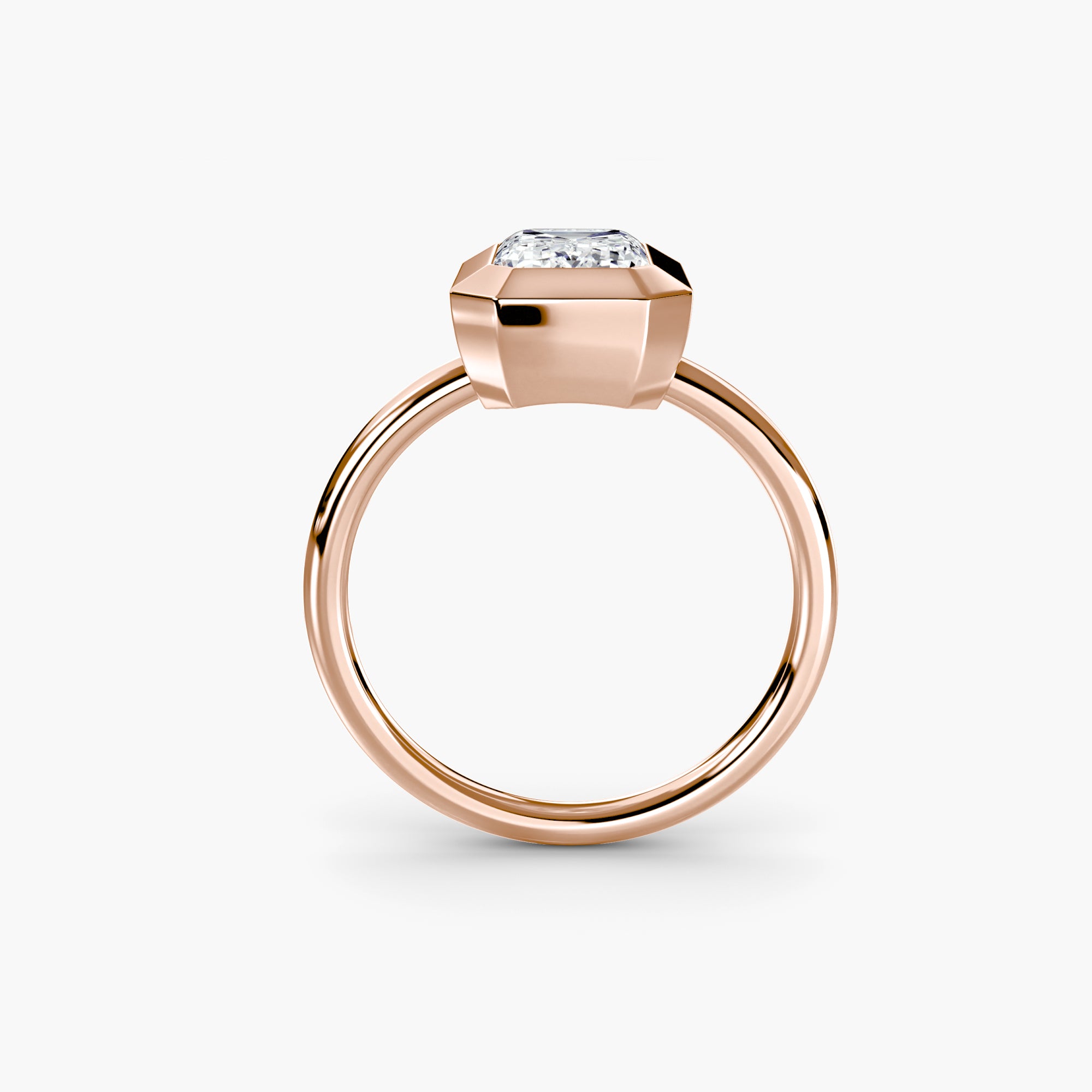Emerald Diamond Bezel Set Solitaire Ring